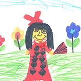 rysunek dzieci z przedszkola podstawiający panią Izabele
